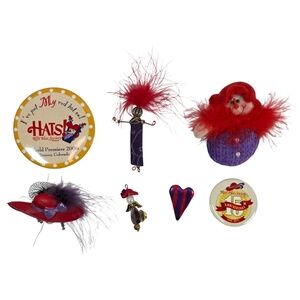 Red Hat Society Novelty Pin Bundle Hats Dolls Buttons Brooches